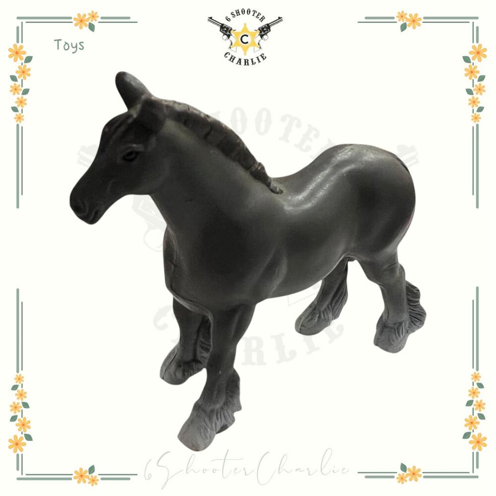 Funrise Clydesdale Grey Horse Toy Animal Figure 1988 Hard Plastic 3.25" Tall